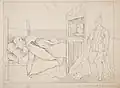 'R.R. Jones dream at the Bishop's Palace - Bangor', 1844, drawing, 34 x 48&nbsp;cm, from the Illustrated life of Richard Robert Jones