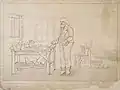 'R.R. Jones in his study at a gazzet in Midghall St, Liverpool', 1844, drawing, 34 x 48&nbsp;cm, from The Illustrated Life of Richard Robert Jones