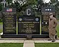 The memorial in 2012 with Lt. Col. Albert Levin. He flew 35 missions as a B-17 navigator from RAF Molesworth from 1944 to 1945