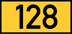 Shield for former Reichsstraße 128 in former East Prussia, abbreviated as R&nbsp;128