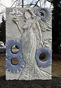 Relief on the motif of his graphic work by contemporary Czech sculptor Zuzana Čížková unveiled in 2013 in Poděbrady.