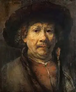 Self-portrait (1655) an oil on walnut portrait cut down in size, Kunsthistorisches Museum, Vienna