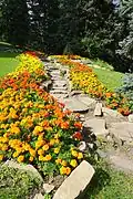The rock gardens are named after Senator Patrick Burns, a founder of the Calgary Stampede