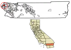 Location in Riverside County and the state of California