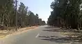 The road between Sadat City and the monastery is 2.8 kilometers long until the monastery's gate to its farm, and a total of 5 kilometers to the monastery building itself, crossing the Cairo-Alexandria Desert Road.