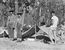 Image 20Rohwer Relocation Center, McGehee, Arkansas. A 5-day Boy Scout Camp on the bank of the Mississippi River was composed of nearly a hundred boys from the Rohwer Center, a few less form the Jerome Center, together with a small troop from the nearby town of Arkansas City.