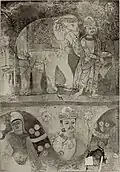 Garland bearers on a frescoe at Miran