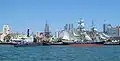 Overall view of the museum's ships.