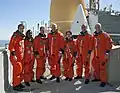 Atop the launch pad tower for STS-131