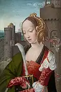 Master of Frankfurt, Saint Barbara; 1460 ca. 32.1 x 22.8&nbsp;cm; Oil on panel