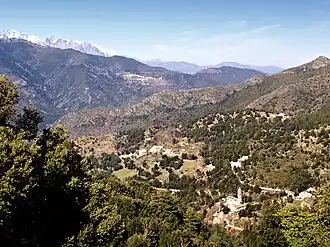View of the hamlets of Tribbio and Coibiti, with the village of Aiti in the background