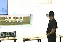 Keith Sanderson from USA during the ISSF 25 meter rapid fire pistol event at the 2016 Rio Olympic Games in Rio de Janeiro