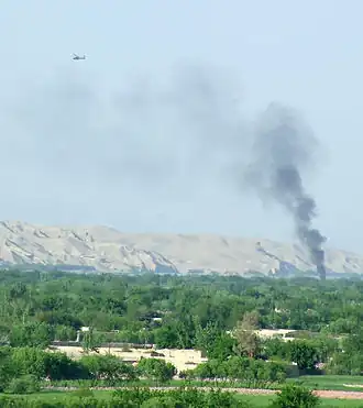 Sangin District Centre during a fight between British troops and the Taliban in 2007
