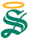 Green Gothic "S" under a gold halo