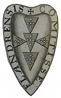 Seal of Theresa of Portugal, wife of Philip I, Count of Flanders (1189). Drawing published in 1643.