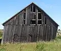 A phallus spray painted onto a timber framed barn in Heilbronn, Germany, 2015