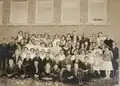 Class photo in front of the school in Dorset.