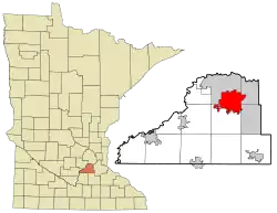 Location of the city of Prior Lake within Scott County, Minnesota