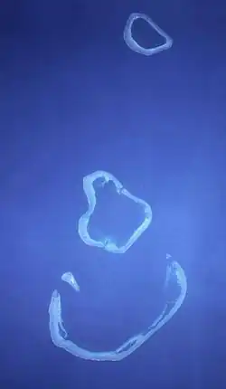 Image of Scott and Seringapatam Reefs taken from spacecraft at 359 km altitude on 29 November 1996.
