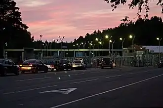 Central entry checkpoint to the closed city of Seversk, Tomsk Oblast, Russia.