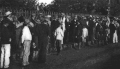 Skerrett reviews the men of the protected cruiser USS&nbsp;Boston in Palace Square in front of Iolani Palace in Honolulu, Hawaii, on 16 January 1893.