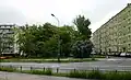The square as seen from the intersection of Opaczewska and Szczęśliwicka Streets.