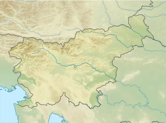 Map showing the location of Divje Babe