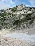 Snow fields beneath the Skuta Glacier