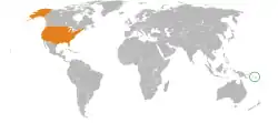 Map indicating locations of Solomon Islands and USA