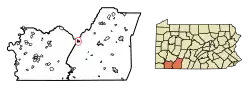 Location of Seven Springs in Somerset and Fayette Counties, Pennsylvania.