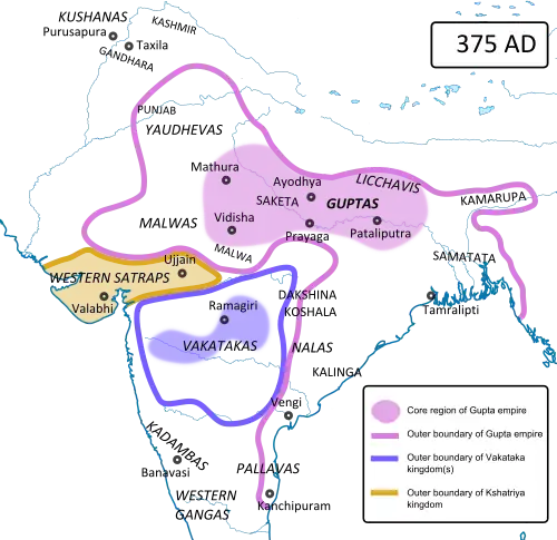 Samataṭa and erstwhile states of ancient India in 375 CE