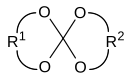 Structural formula of an spiro orthocarbonate. This kind of monomer is used as expanding monomer.