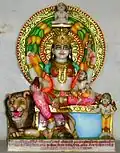 An image of Shri Ambikadevi at Santhu, Bagra (Marwar), Jalore, Rajasthan.