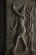A sculpture inside the walls of the temple