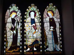 Stained glass window of Thomas the Apostle, the traditional founder of Indian Christianity, in his namesake St Thomas CNI church, the 300-year-old Cathedral of Mumbai (Bombay)[101]