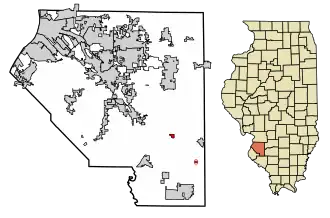 Location of Fayetteville in St. Clair County, Illinois.