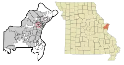 Location of Charlack, Missouri