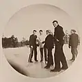 Students on the ice of Lower School Pond, 1890