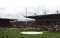 Players warming up before a match between Mainz and Wolfsburg.