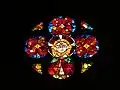 Stained glass face of Christ