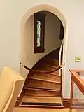 A staircase inside the library.