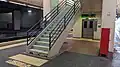 Stairs and lift at platform level from Platforms 2 and 3, August 2024