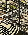 Stairwell Stripes (2021), oil on panel, 20 x 16 inch