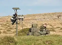 A Starstreak emplacement, one of the 3 missiles has already been fired