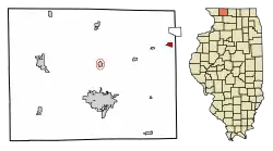 Location of Davis in Stephenson County, Illinois.