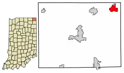 Location of Clear Lake in Steuben County, Indiana.