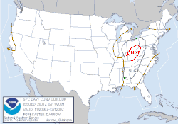 February 11 convective outlook graphic issued at 20:00 UTC