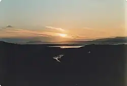Sunset over the Dingle Peninsula, as seen from hills on the Iveragh Peninsula, 1987