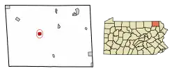 Location of Montrose in Susquehanna County, Pennsylvania.
