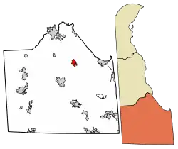 Location of Milton in Sussex County, Delaware.